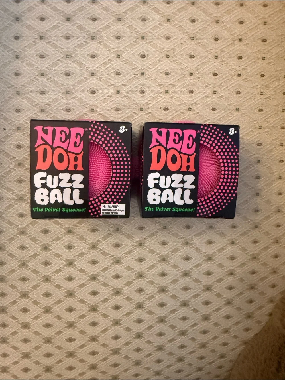 Nee Doh Fuzz Ball Pink Kids Sensory Squeeze Toy - (2 pack)